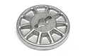 A silver-coloured metal slipper clutch hub plate for an HPI Savage RC car, shown from a top-down angle against a white background.