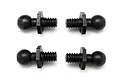 Four black metal ball studs for RC cars arranged in a grid on a white background.
