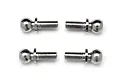 Four silver metal ball screws for HPI RC cars arranged in a grid on a white background.