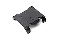 A black plastic Axial RBX10 chassis skid plate shown from a high-angle perspective against a white background.