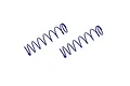 Two blue Kyosho RC shock springs positioned diagonally against a white background.
