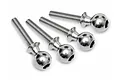 Four silver metal ball studs with threaded shafts, designed for RC vehicle suspension, arranged in a row against a white background.