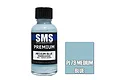 A 30ml bottle of Scale Modellers Supply Premium Medium Blue acrylic lacquer paint next to a color swatch labeled PL79 Medium Blue.