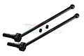 Two black GPM Racing carbon steel CVD driveshafts with two small grub screws on a white background.