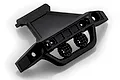 A black plastic front bumper for an HSP RC car, featuring integrated light buckets with protective grilles.