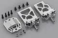 Rovan silver aluminium differential bracket set for 5IVE-T RC cars, including two main mounts, a cover plate, bearings, and various black screws.