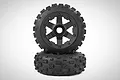 Rovan 4.7/5.5 Wasteland 2nd Gen Wasteland Front Tyres on Black Rims - Glued Wheels 2Pcs 850781
