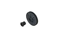 A black plastic spur gear and a matching splined gear adapter shown against a plain white background.