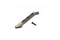 A gunmetal grey aluminium torque rod and a single black flat-head screw on a white background.