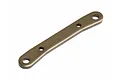 A metal HPI Racing front suspension arm pin brace for RC vehicles, featuring a flat, elongated design with four mounting holes.