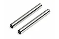 Two silver metal suspension arm pins for HPI RC vehicles, shown against a plain white background.