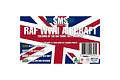 Product label for Scale Modellers Supply RAF WWII Aircraft paint set, featuring a Union Jack background and listing four included paint colours.