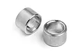 Two small silver metal cylindrical spacers for HPI RC vehicles, shown against a white background.