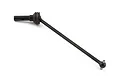A single black steel Traxxas front CVD axle assembly for RC vehicles against a white background.