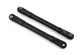 Two black Traxxas Sledge front camber links with pre-installed metal hollow balls, shown against a white background.
