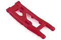 A single red heavy-duty rear left suspension arm for a Traxxas RC vehicle, shown from an angled perspective against a white background.