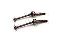 Two brown Yeah Racing spring steel CVD driveshafts for RC cars, each marked with YR and 37mm, isolated on a white background.