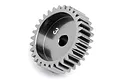 A metallic 30-tooth 0.6 module pinion gear for HPI RC cars, featuring a central bore and the number 3 printed on the face.