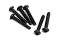 A set of six black HPI Racing 3x18mm coarse thread button head screws arranged on a white background.