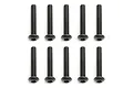 Ten black metal button head screws arranged in two rows of five on a white background.