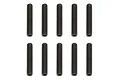 Ten black metal grub screws arranged in two rows of five against a white background.