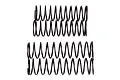 Four black metal RC shock springs of varying lengths and coil densities arranged on a white background.