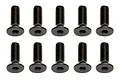 Ten black metal countersunk hex head screws arranged in two rows of five against a white background.