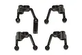 A set of four black plastic shock mounts for the Element RC Enduro RC crawler, shown against a white background.