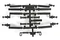 A black plastic parts tree containing various RC body mount components for Axial vehicles.