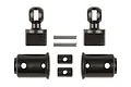 Element RC Enduro driveshaft components including two black plastic yokes, two black plastic collars, and two small metal pins.