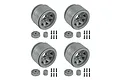 Four sets of Element RC 1.55 inch Trigon beadlock rims in silver, including wheel hubs, center caps, and mounting screws.