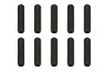 Ten black metal grub screws arranged in two rows of five against a white background.