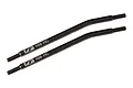 Two black steel high-clearance RC suspension linkages with threaded ends, marked 108 HC, isolated on a white background.