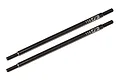 Two black steel RC suspension linkages with threaded ends and 114 FT branding, isolated on a white background.