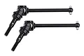 Two black metal CVD driveshafts for Element RC Enduro IFS, featuring universal joints and threaded wheel hubs.
