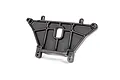 A black molded plastic rear shock tower for a Traxxas RC vehicle, featuring a reinforced structural design with multiple mounting points.