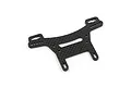 A black carbon fibre rear shock tower for a Tamiya XV-02 RC car, featuring multiple mounting holes and a woven texture.