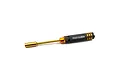 Yeah Racing 8.0mm lock nut driver with a black knurled handle and gold anodized accents against a white background.