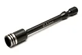 A black 8.0mm nut driver bit with a hexagonal shank, featuring silver rings on the socket end and laser-etched size markings.