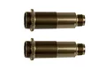 Two bronze-coloured threaded shock bodies for an RC car, shown side-by-side against a white background.
