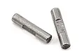 Two small silver metal driveshaft pins with a visible flat spot on each, isolated on a white background.