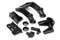 HPI Racing Trophy Buggy wing holder set including various black plastic mounting components and washers on a white background.