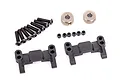 Traxxas sway bar mounts and collar set including two black plastic mounts, two metal collars, six screws, and six small grub screws.