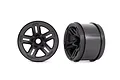 Two black 3.8-inch RC monster truck rims shown from front and side angles against a white background.
