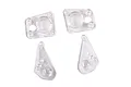A set of four clear plastic LED light lenses for a Traxxas 1/18 Land Rover Defender RC model, featuring two rectangular and two triangular pieces.