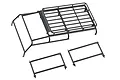 Traxxas ExoCage and roof basket set for RC vehicles, featuring a black plastic roll cage assembly and two separate side frame components.