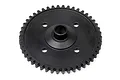 A black metal 46-tooth spur gear for RC vehicles, shown from a top-down angle against a white background.