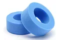 Two blue cylindrical foam tyre inserts for RC buggy wheels, shown against a white background.
