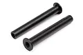 Two black cylindrical metal steering posts for an RC car, shown against a white background.