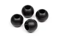 Four black metal suspension pivot balls for HPI Trophy RC vehicles arranged on a white background.